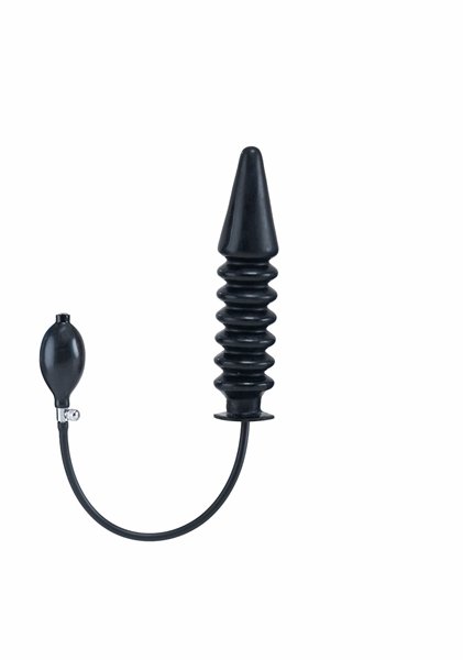 Aufblasbarer Dildo geriffelt mit Kern schwarz L